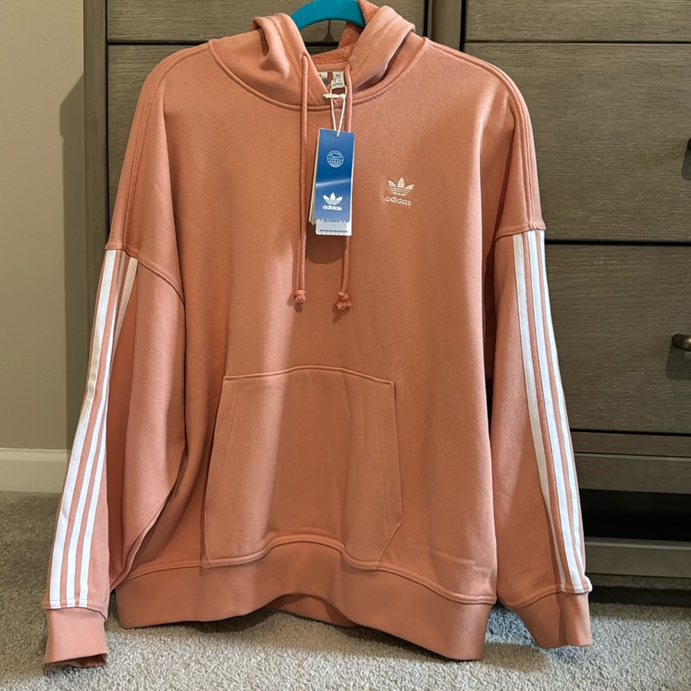 Adidas small oversized hoodie orange/white NEW